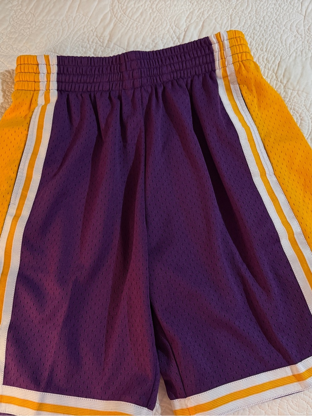Men’s Purple and Yellow Athletic Mesh Shorts Waist 29” waist